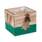 Cassetta natalizia verde, set di 3, 20x20H18 cm