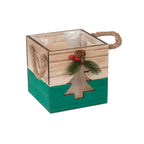 Cassetta natalizia verde, set di 3, 20x20H18 cm