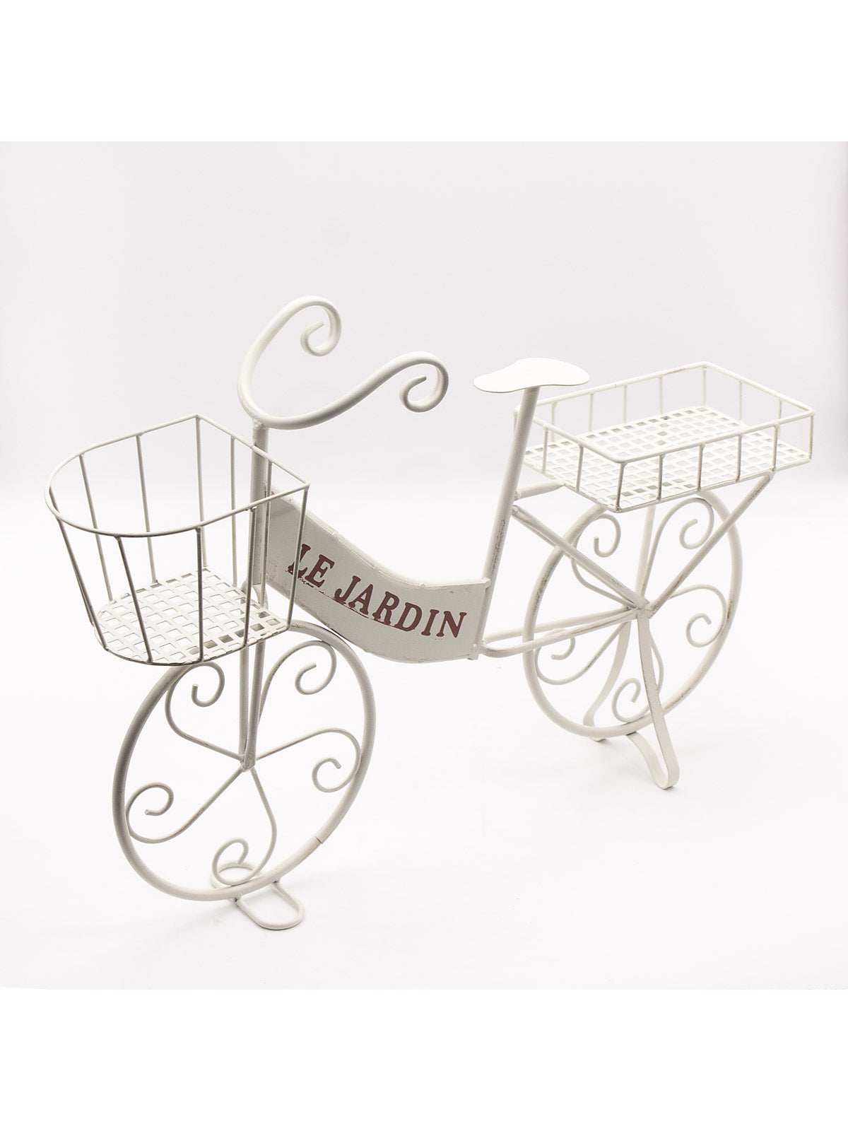 Portavaso bicicletta in metallo bianco, 57X12H42 cm
