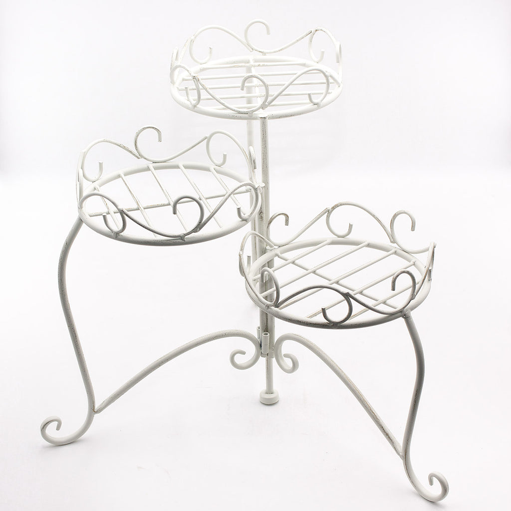 Portavaso in metallo bianco, 51X40H39 cm