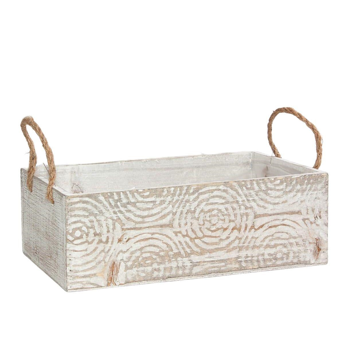 Portavaso in legno di abete con manici in corda, 28x13H10 cm (kit da 3)