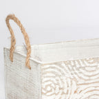Portavaso in legno di abete con manici in corda, 28x13H10 cm (kit da 3)