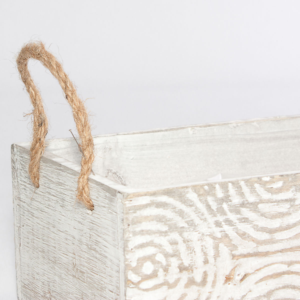 Portavaso in legno di abete con manici in corda, 28x13H10 cm (kit da 3)