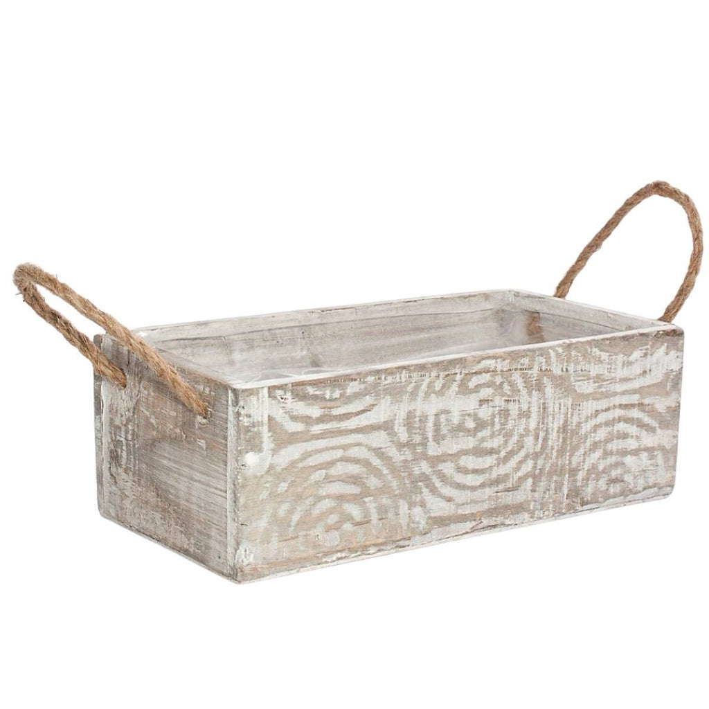Vaschetta in legno di abete e corda, 24x12x8 cm (kit da 5)