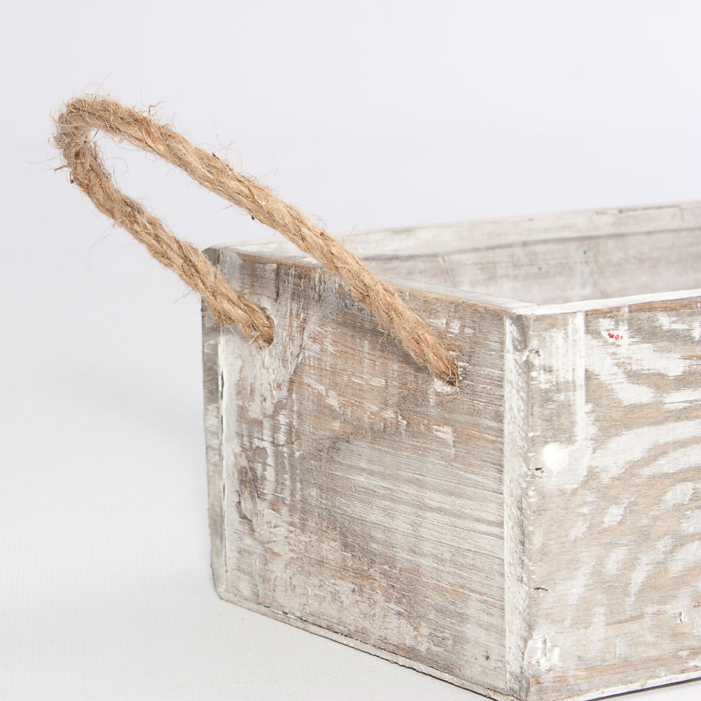 Vaschetta in legno di abete e corda, 24x12x8 cm (kit da 5)