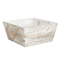 Vaschetta in legno di abete con manici in corda, 21x21H10 cm (kit da 5)