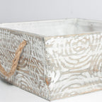 Vaschetta in legno di abete con manici in corda, 21x21H10 cm (kit da 5)