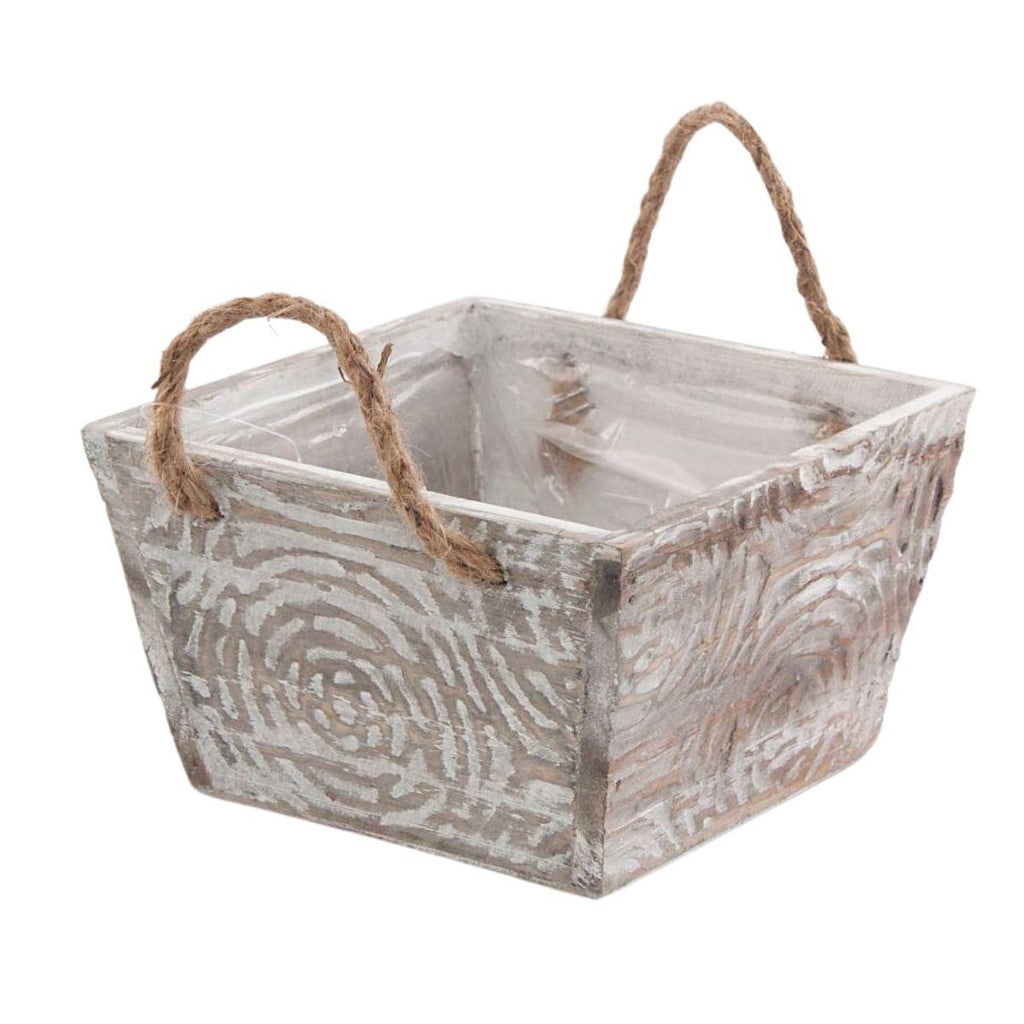 Vaschetta in legno di abete e corda, 15X151H9 cm