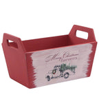 Cassetta Merry Christmas in legno di abete, 27x17H16 cm (kit da 3)