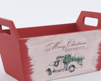 Cassetta Merry Christmas in legno di abete, 27x17H16 cm (kit da 3)