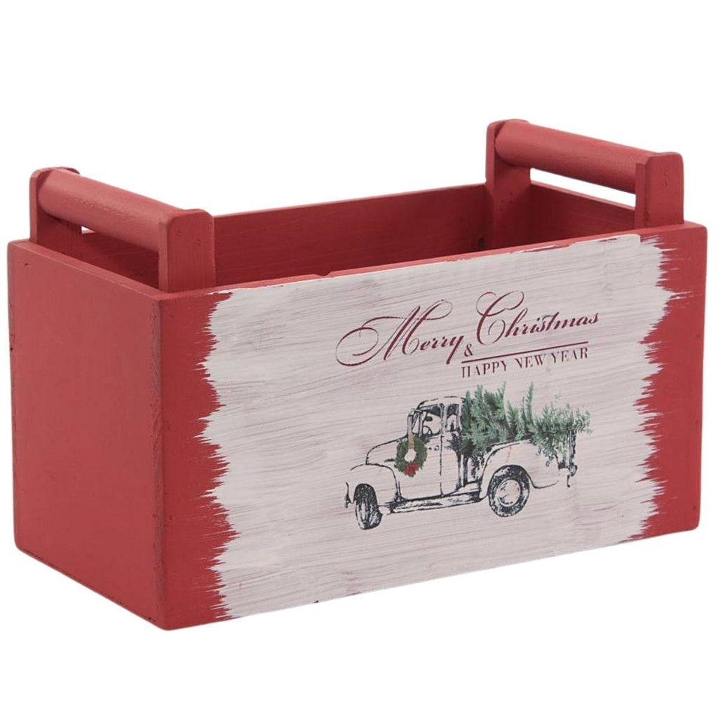Cassetta natalizia in legno di abete Merry Christmas, 26x13x16 cm (kit da 3)