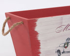 Cassetta rossa in abete con manici in corda, 28x14H12 cm (kit da 3)