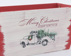 Cassetta rossa in abete con manici in corda, 28x14H12 cm (kit da 3)