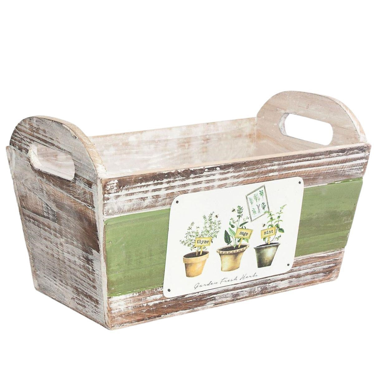 Vaschetta in legno di abete Fresh Herbs, 28x16x13 cm (kit da 3)
