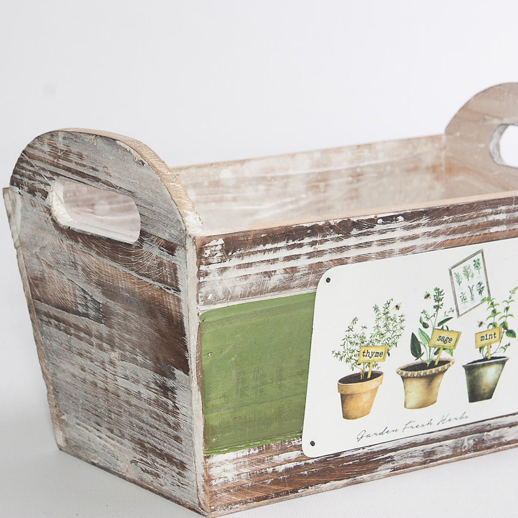 Vaschetta in legno di abete Fresh Herbs, 28x16x13 cm (kit da 3)