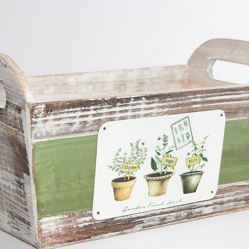 Vaschetta in legno di abete Fresh Herbs, 28x16x13 cm (kit da 3)