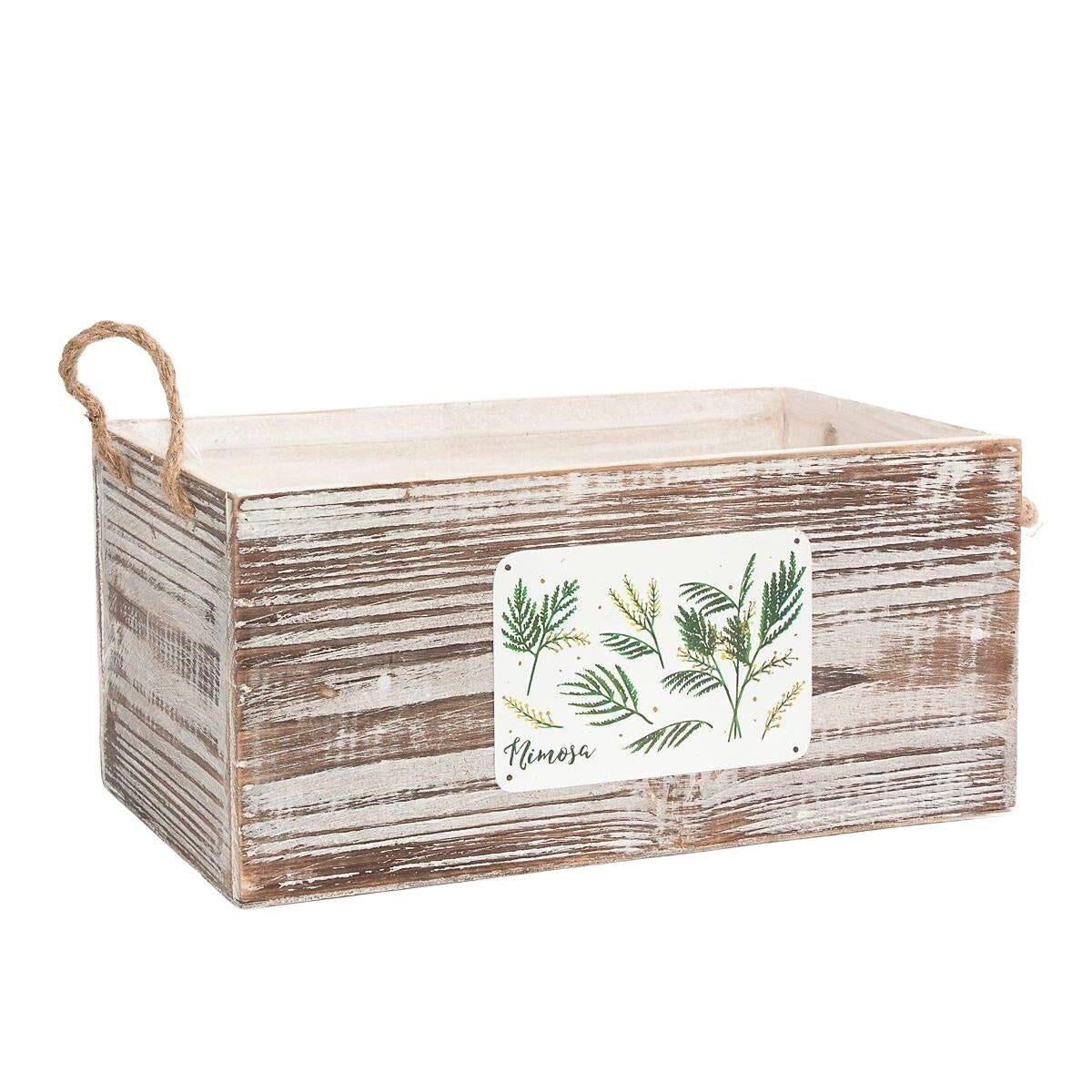 Vaschetta portavaso in abete e corda Mimosa, 32x19H15 cm (kit da 3)