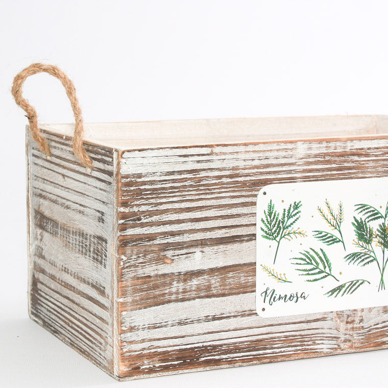 Vaschetta portavaso in abete e corda Mimosa, 32x19H15 cm (kit da 3)