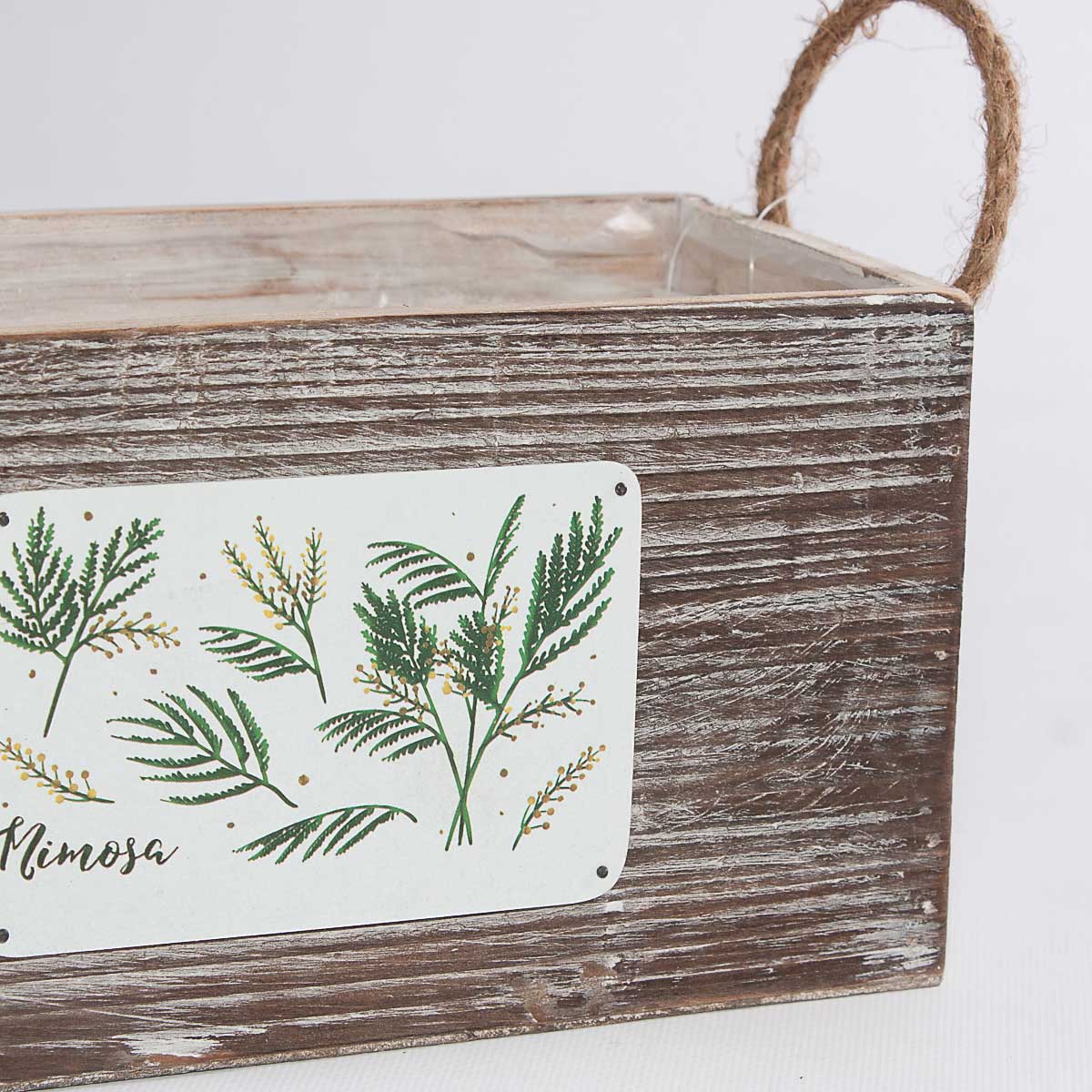 Portavaso in legno di abete e corda Mimosa, 25x12,5x13 cm (kit da 5)