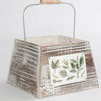 Portavaso quadrato in legno di abete con manico, 20x20x14 cm (kit da 5)