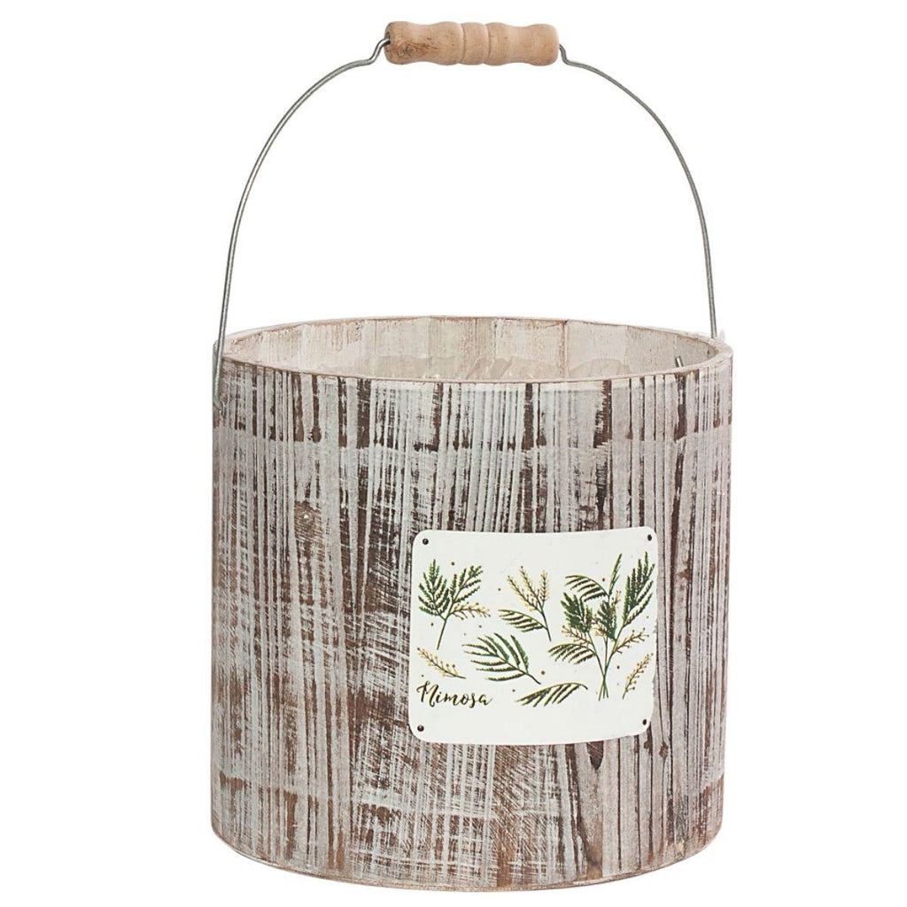 Portavaso Mimosa in abete con manico, Ø20H19 cm (kit da 3)