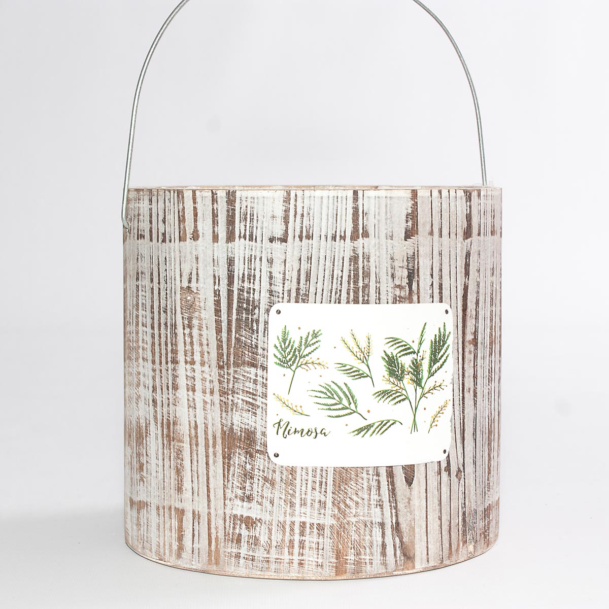 Portavaso Mimosa in abete con manico, Ø20H19 cm (kit da 3)