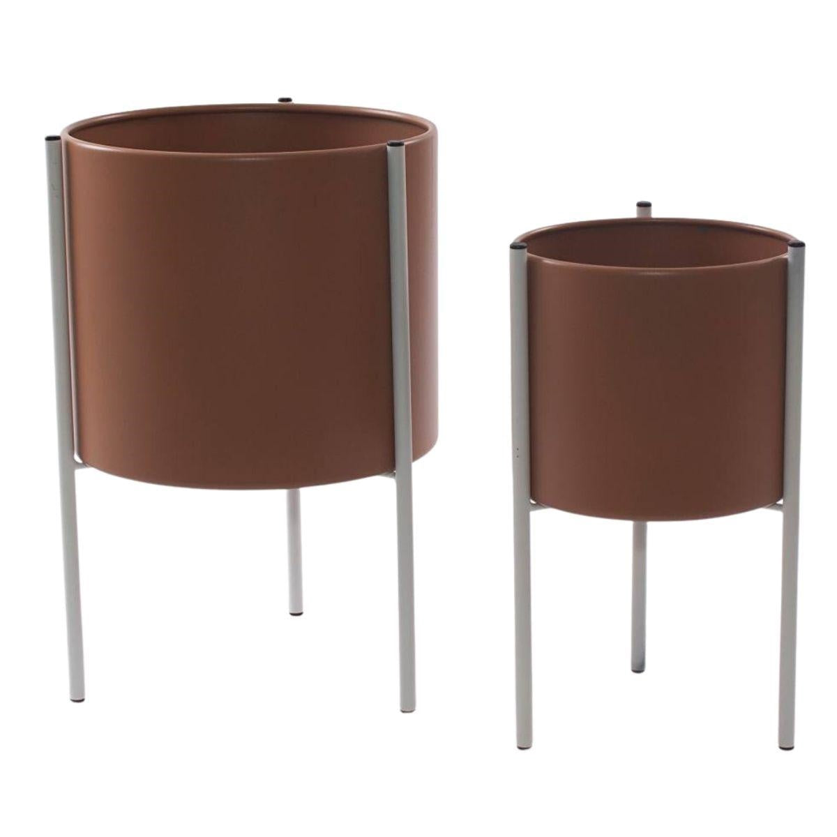 Portavaso in metallo bianco in set di 2, Ø25H35 cm