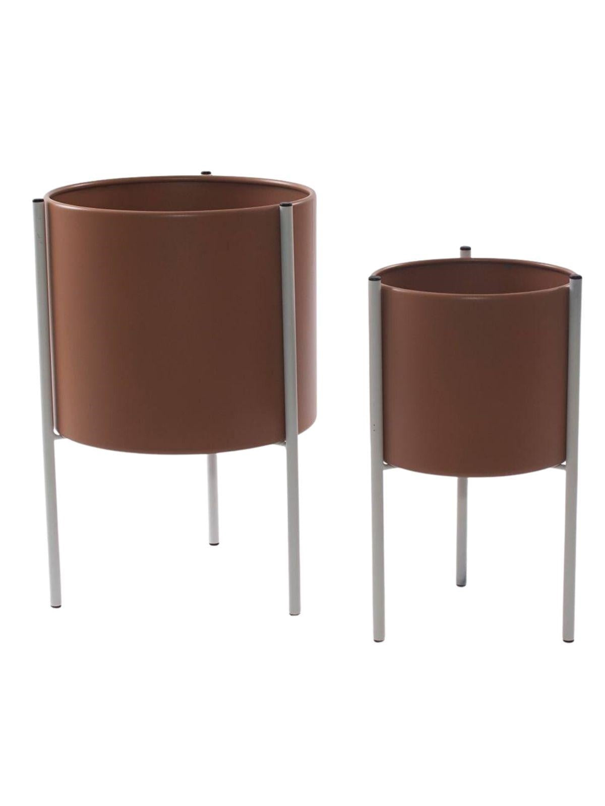 Portavaso in metallo bianco in set di 2, Ø25H35 cm
