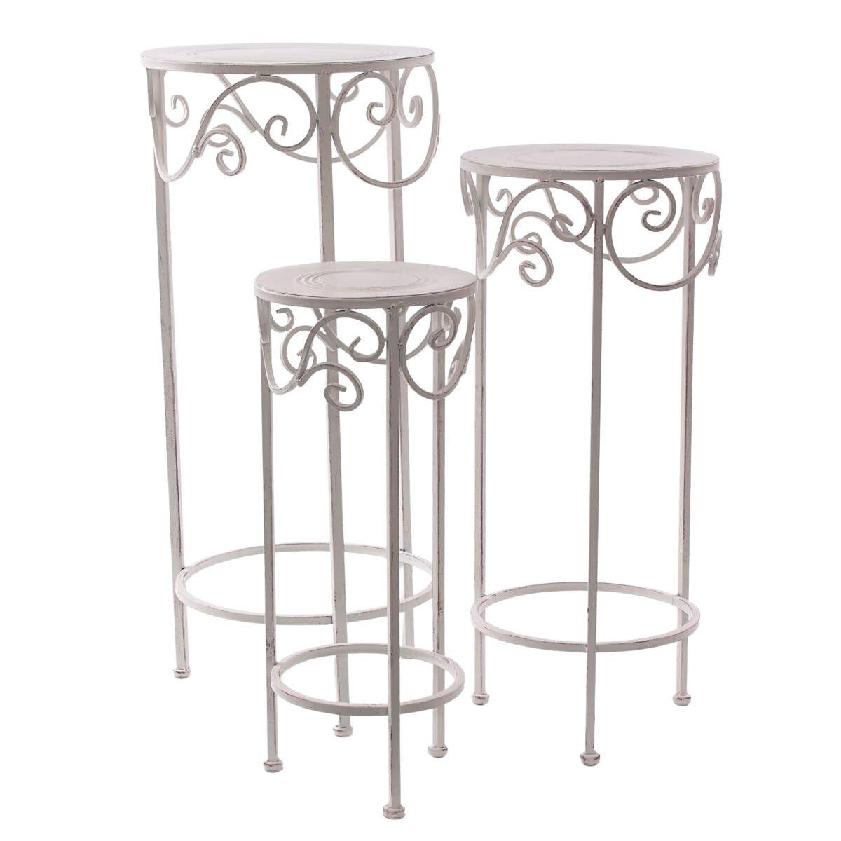 Portavaso in ferro bianco, Ø32H72 cm, set di 3