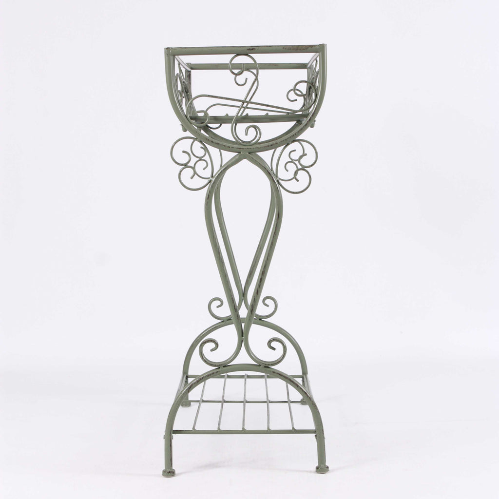 Fioriera in ferro verde anticato, 61x26x70 cm