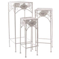 Portavaso in ferro bianco, set di 3, 28x28x70 cm