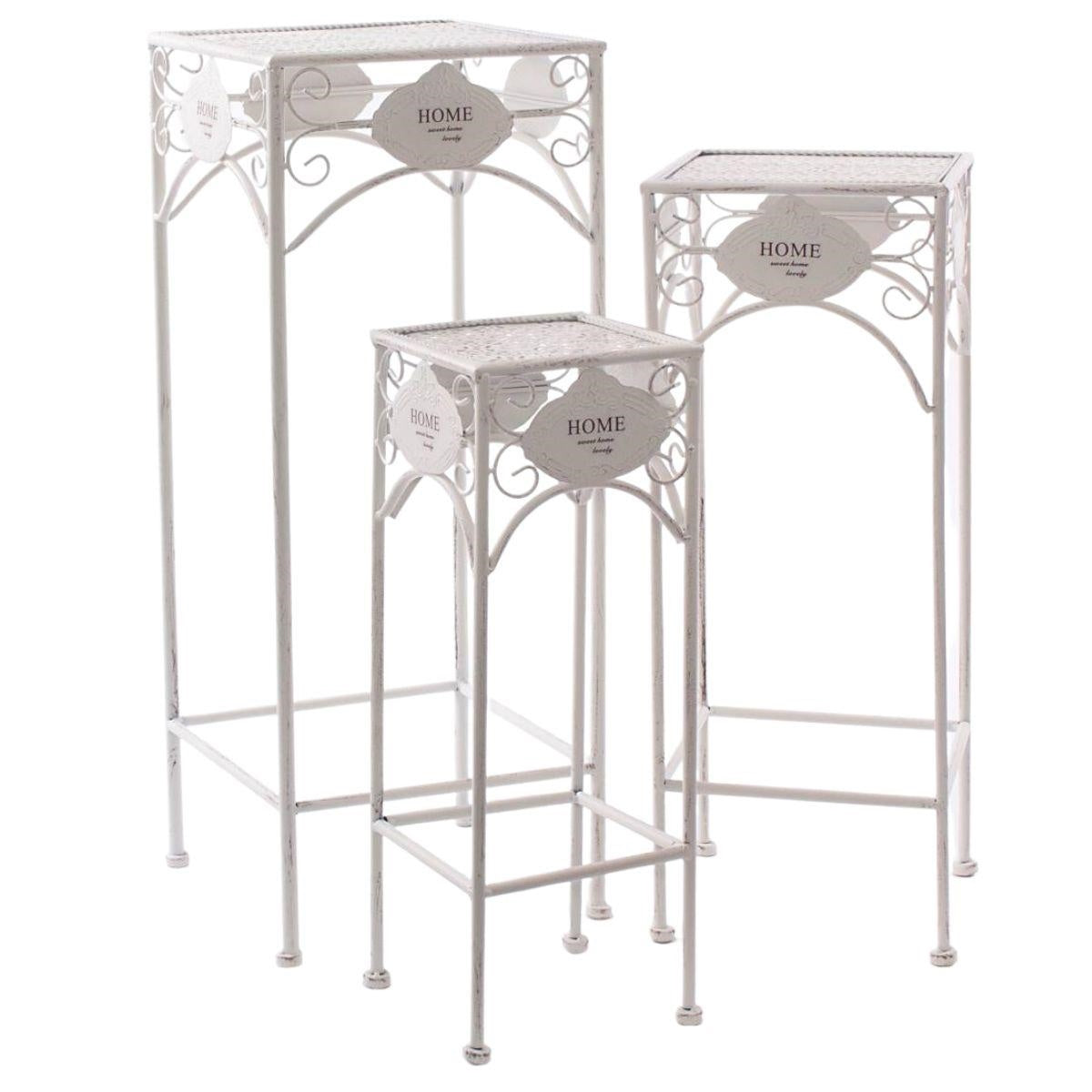 Portavaso in ferro bianco, set di 3, 28x28x70 cm