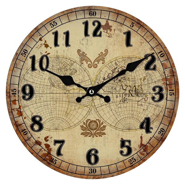 Orologio in mdf planisfero, Ø34 cm
