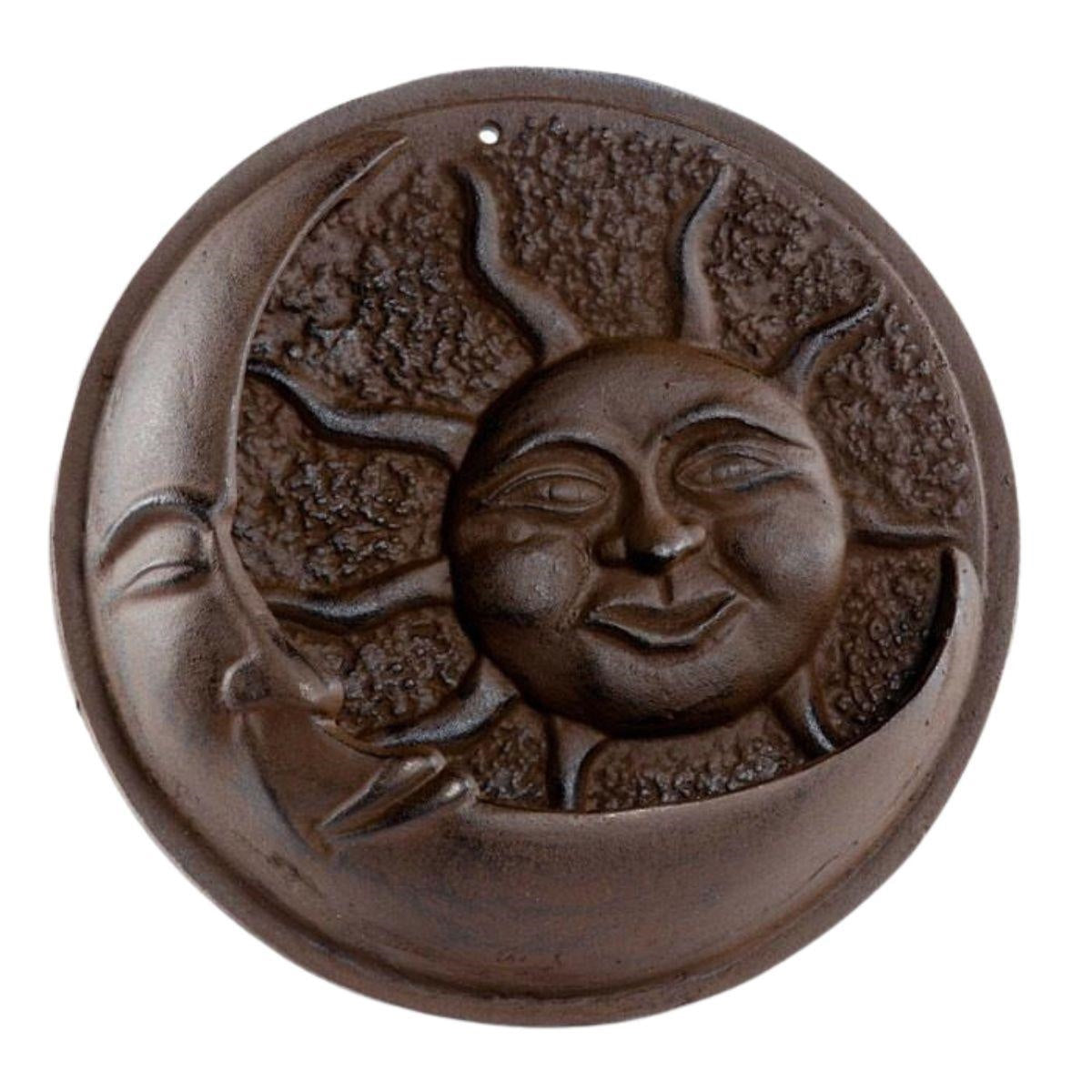 Decoro sole e luna in ghisa da appendere, Ø35 cm