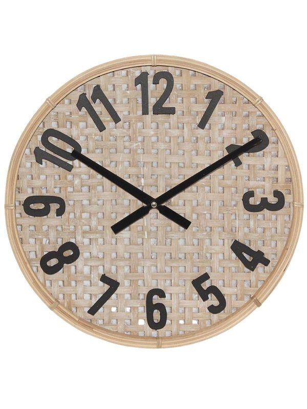 Orologio in mdf e rattan, Ø40 cm