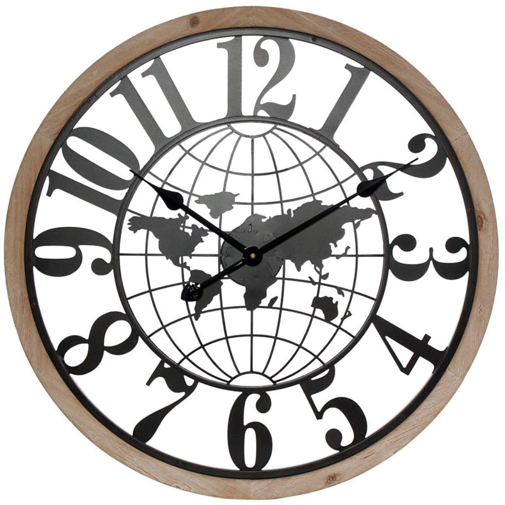 Orologio da parete in legno di abete e metallo, Ø60 cm