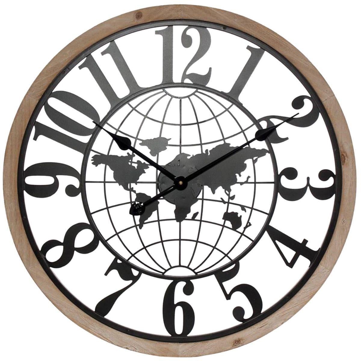Orologio da parete in legno di abete e metallo, Ø60 cm