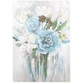 Dipinto su tela con fiori bianchi e blu, 70x100 cm