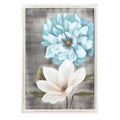 Quadro a rete con fiori bianchi e blu, 70x100 cm