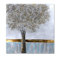 Quadro dipinto albero dorato, 100x100 cm