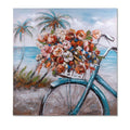 Quadro dipinto con bicicletta, 100x100 cm