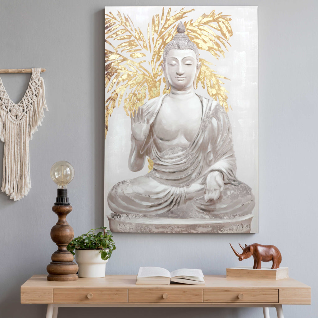 Quadro dipinto con Buddha, 80x120 cm
