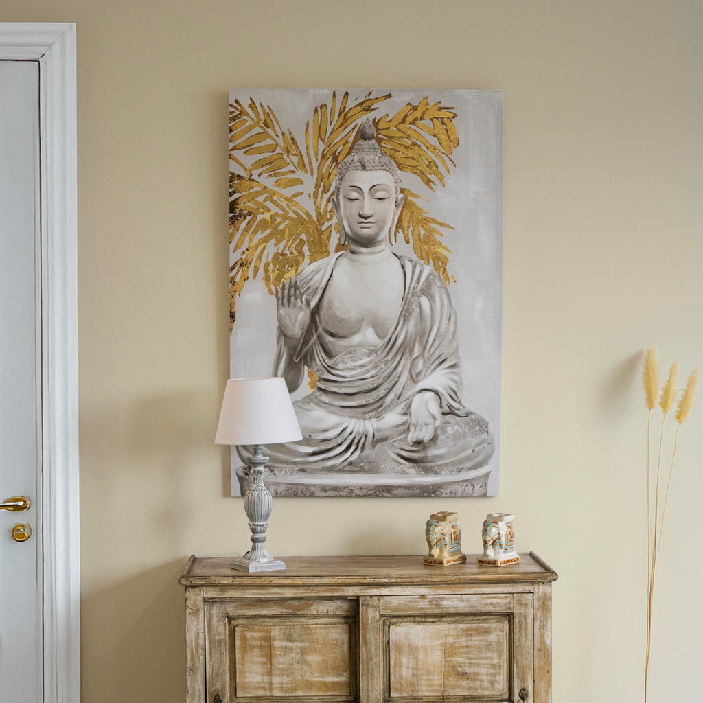 Quadro dipinto con Buddha, 80x120 cm