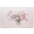 Dipinto su tela con vaso di fiori rosa, 80H50 cm