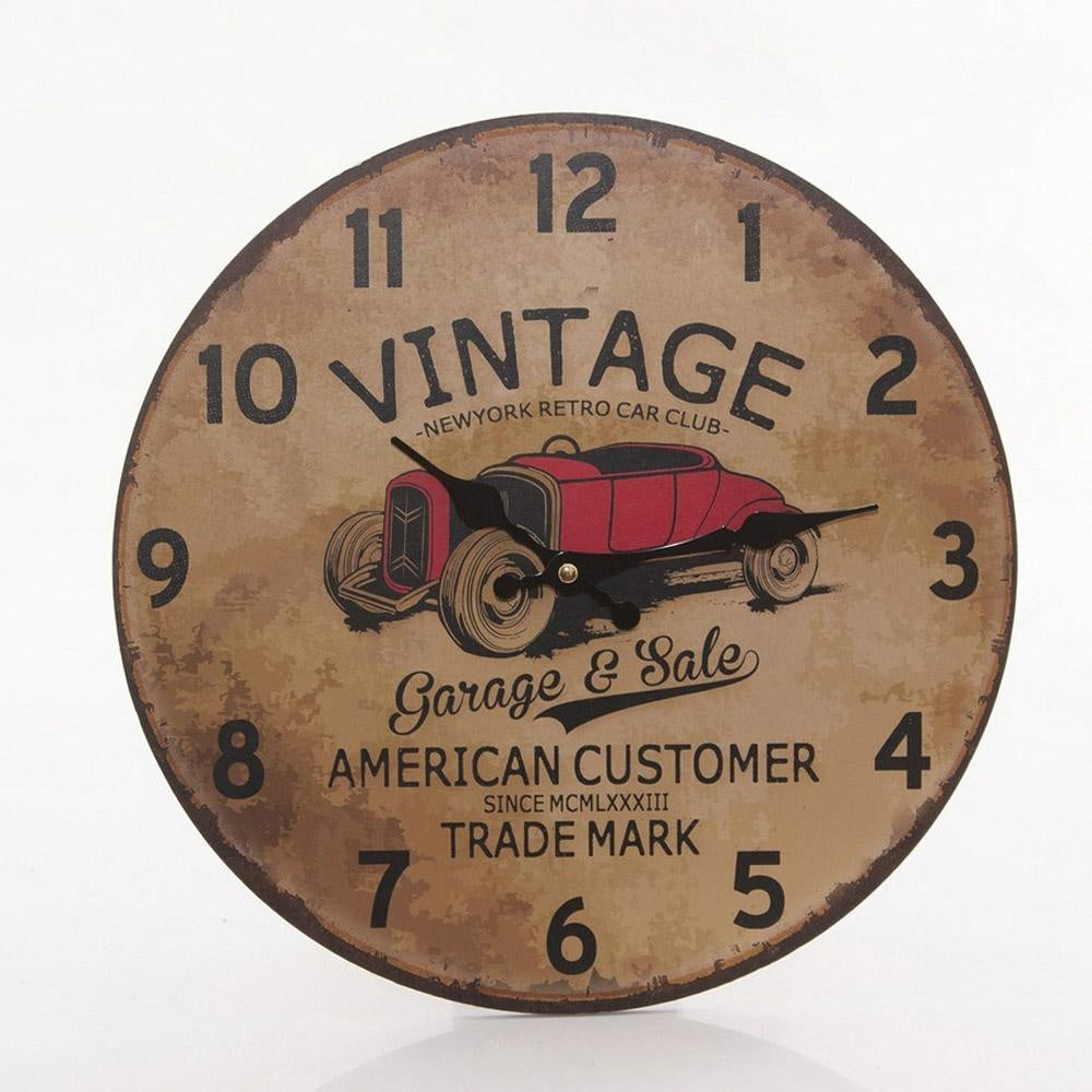 Orologio vintage in mdf, Ø34 cm (kit da 5)