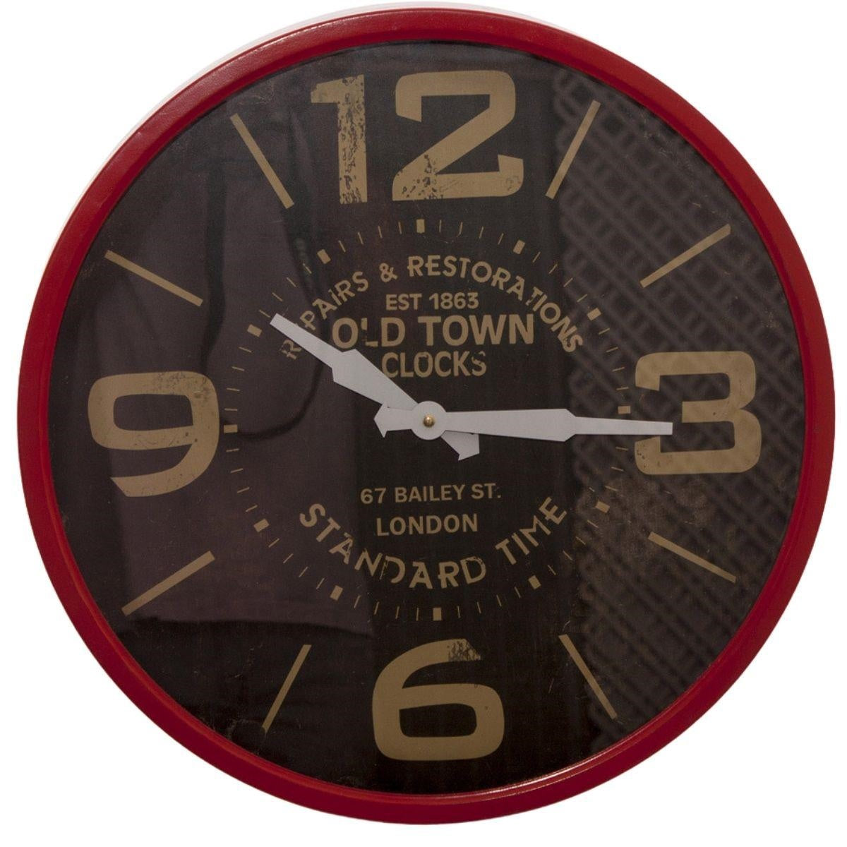 Orologio in metallo rosso, Ø34 cm