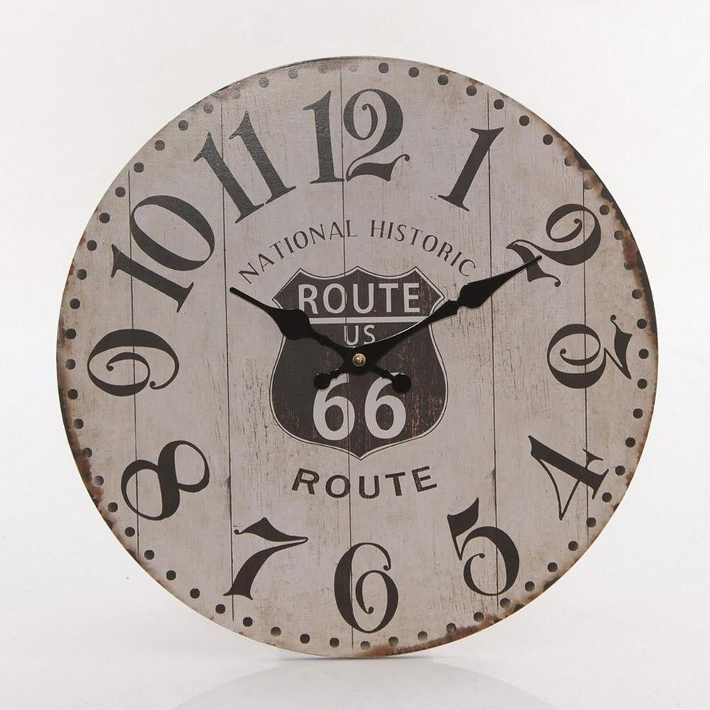 Orologio in MDF con stampa Route 66, Ø34 cm (kit da 5)