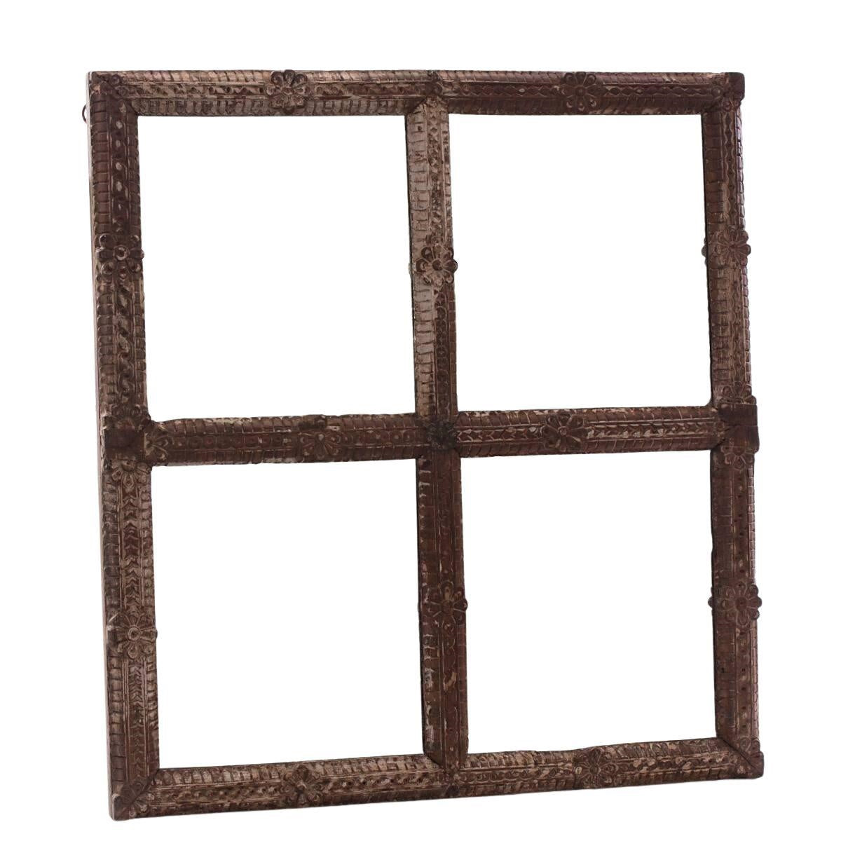 Specchio a finestra in legno di teak, 82H48 cm