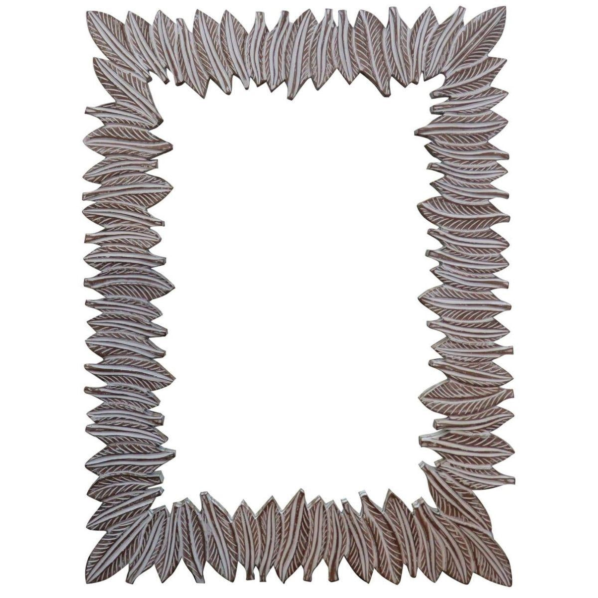 Specchio in legno di mango intagliato, 90H120 cm
