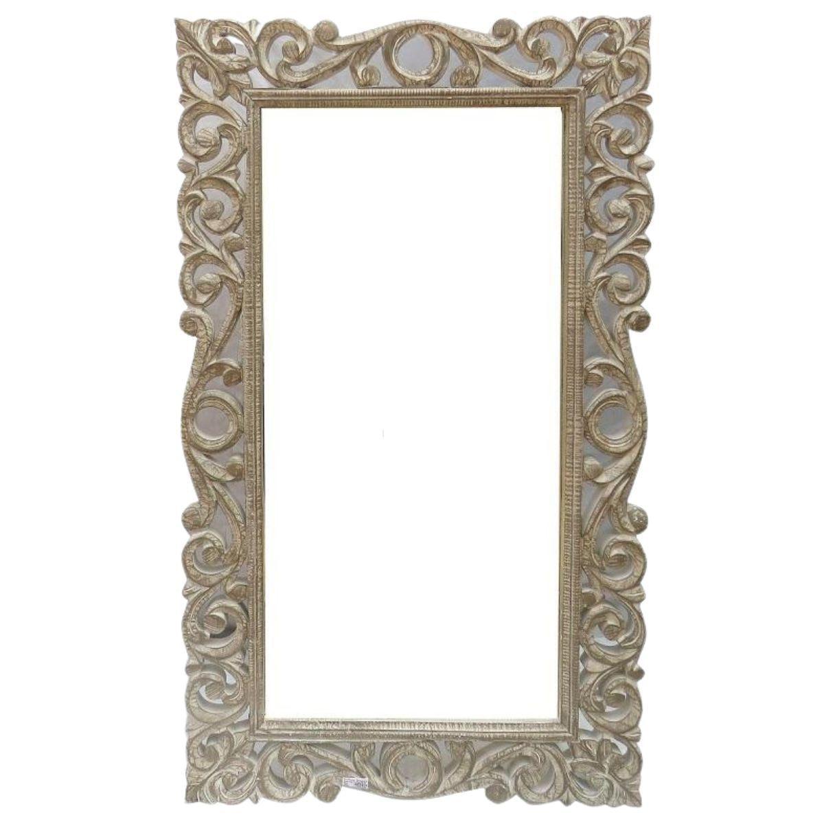 Specchio da parete in mdf intagliato, 66x2H117 cm
